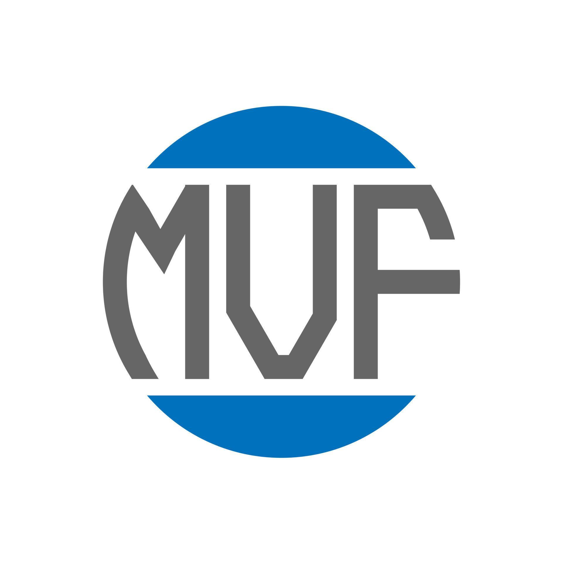 MVF letter logo design on white background. MVF creative initials