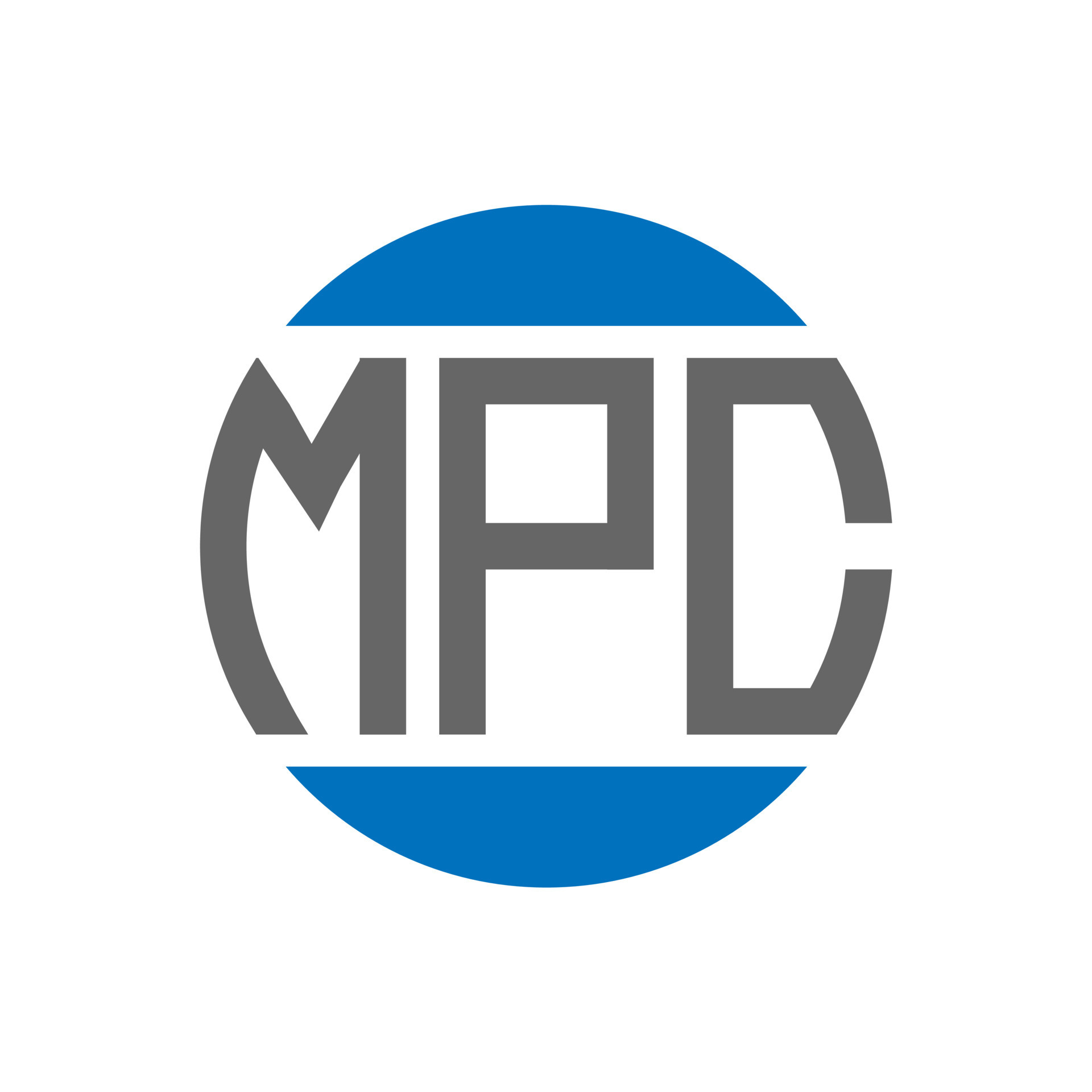 MPC letter logo design on white background. MPC creative initials