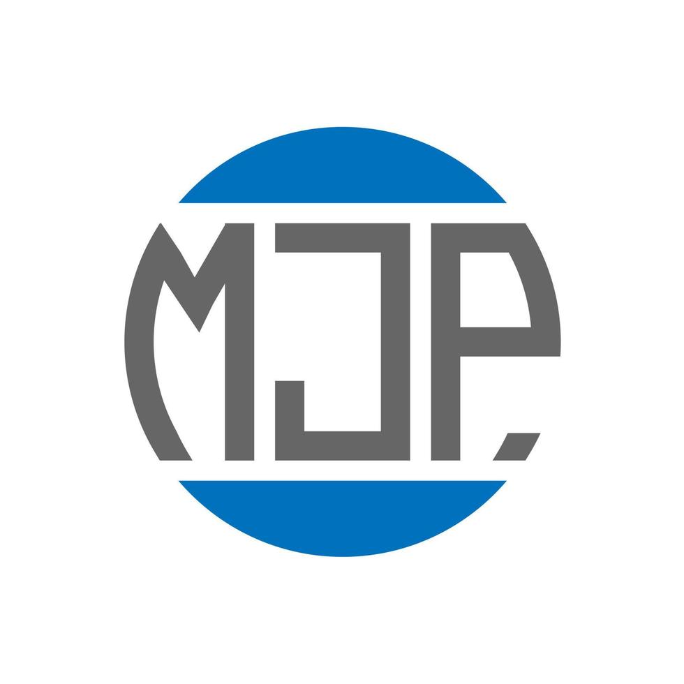 diseño de logotipo de letra mjp sobre fondo blanco. concepto de logotipo de círculo de iniciales creativas mjp. diseño de letras mjp. vector