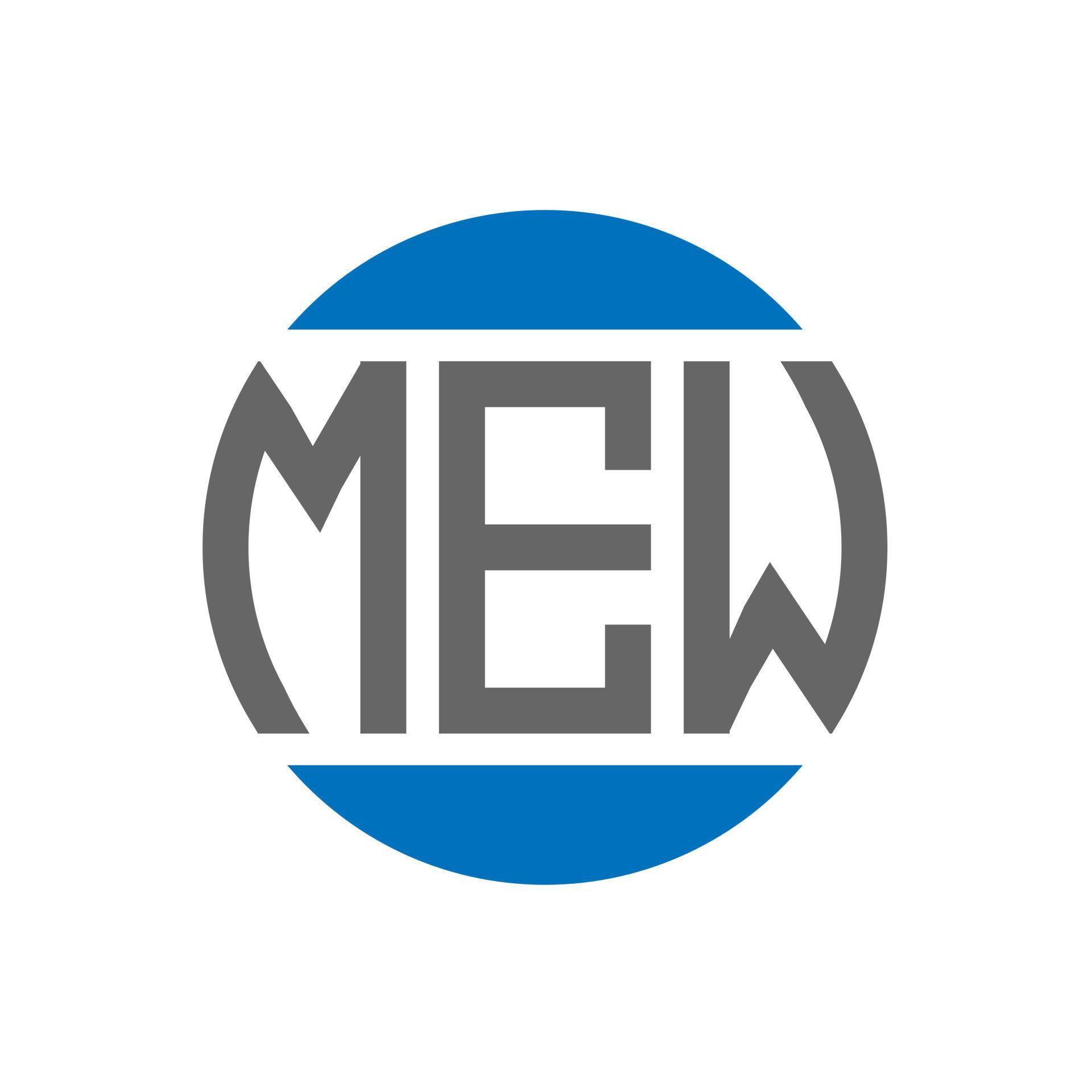 MEW letter logo design on white background. MEW creative initials