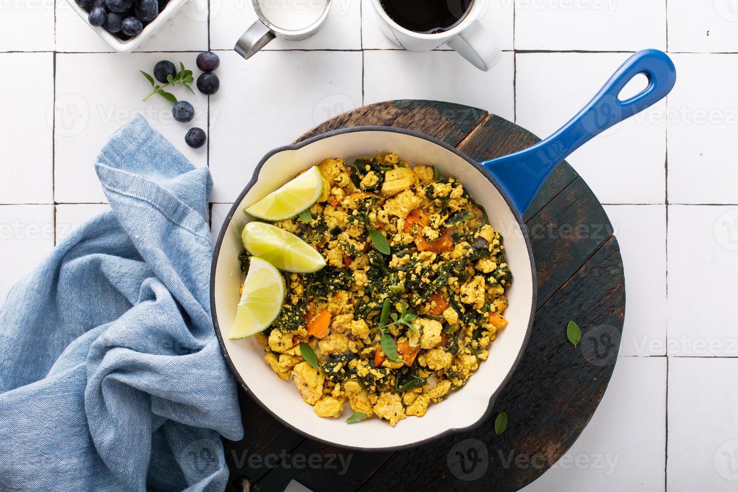 Vegan tofu scramble for breakfast photo