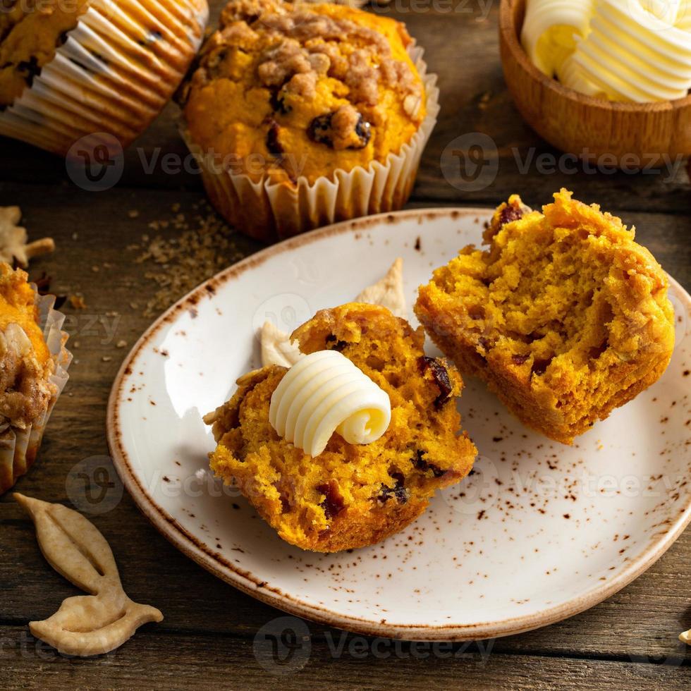 Pumpkin muffins with oat and brown sugar crumble photo