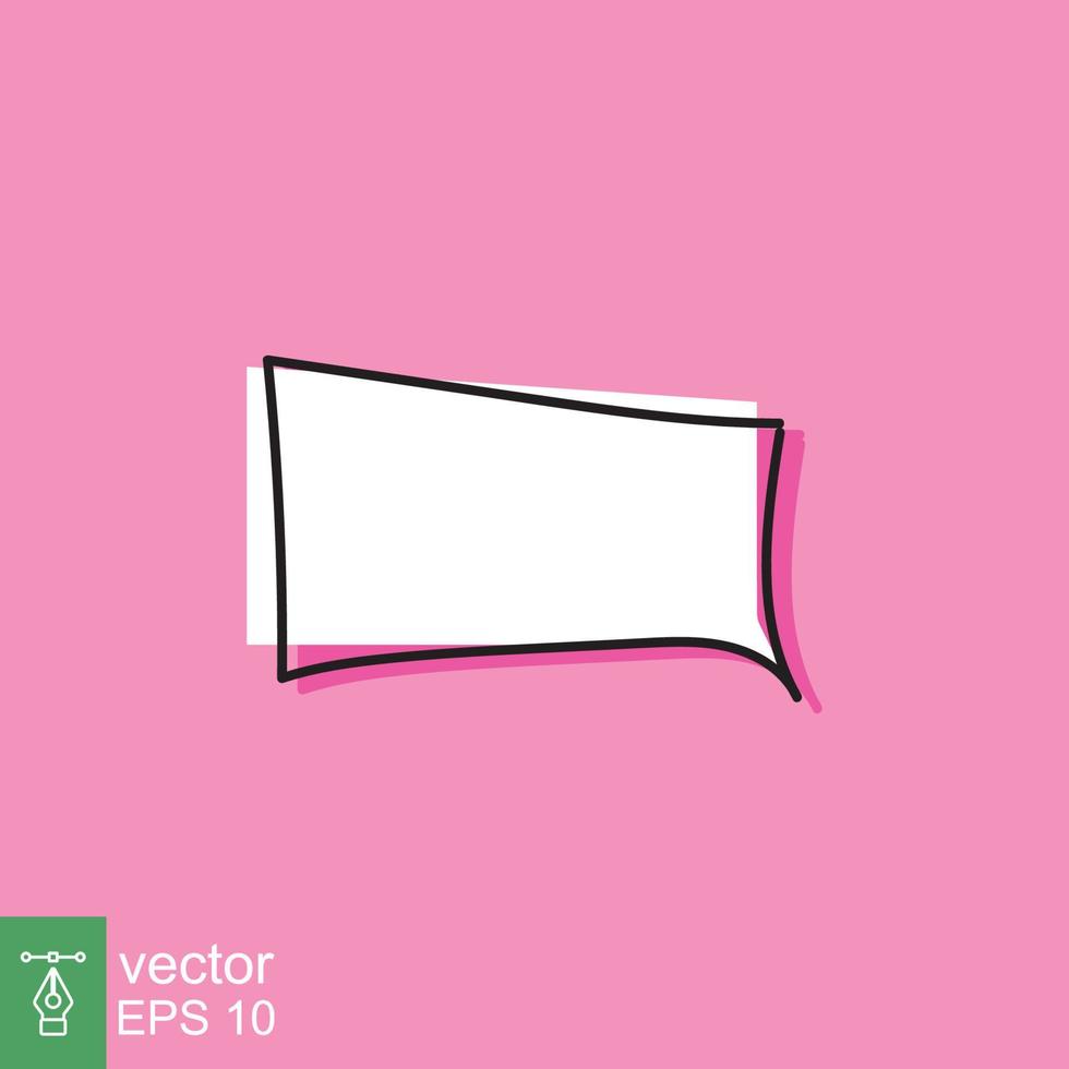 Cloud cartoon speech bubble icon. Simple flat style. Hand drawn, doodle, communication concept. Vector illustration isolated on pink background. EPS 10.