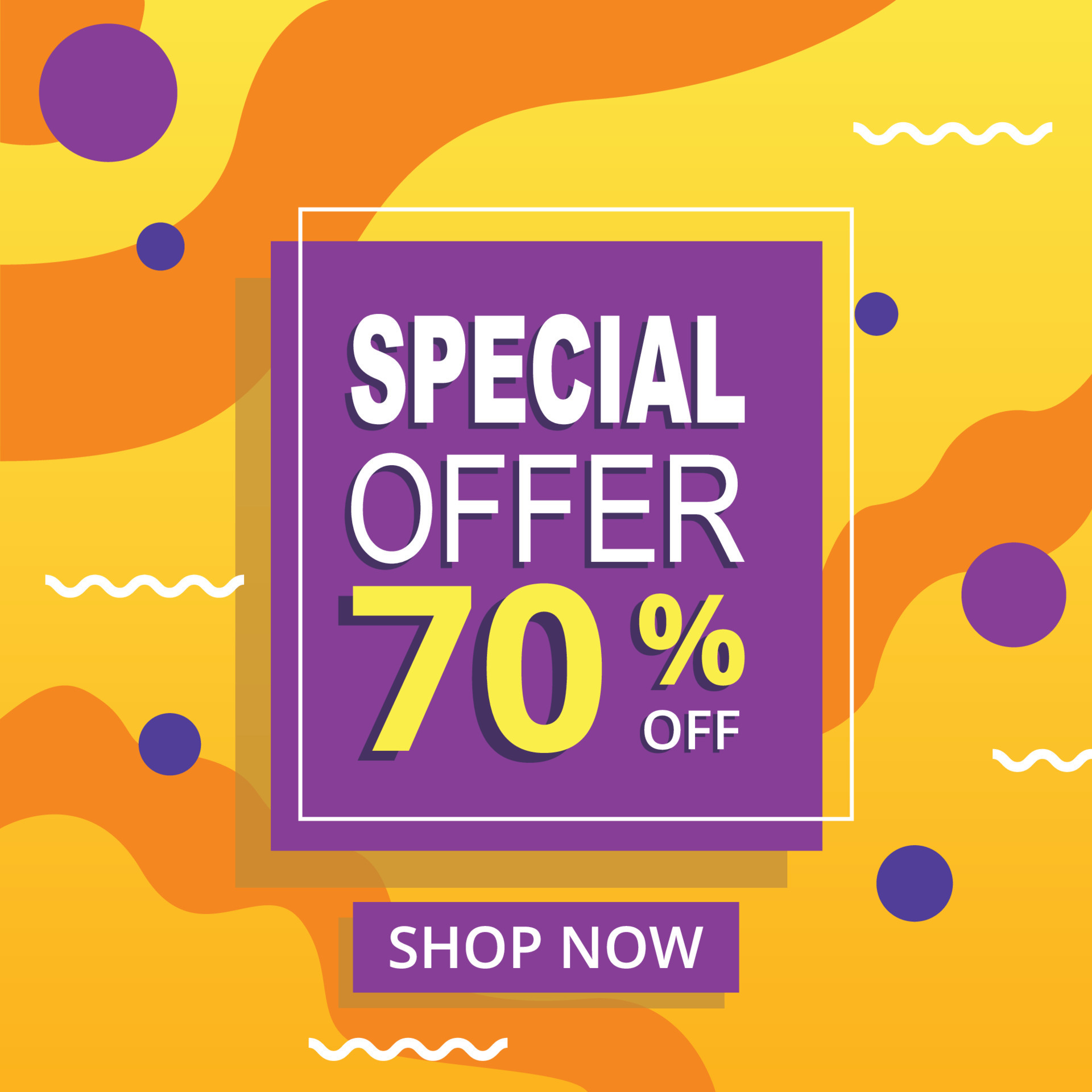 Special offer banner with yellow background. Promo sale, discount price