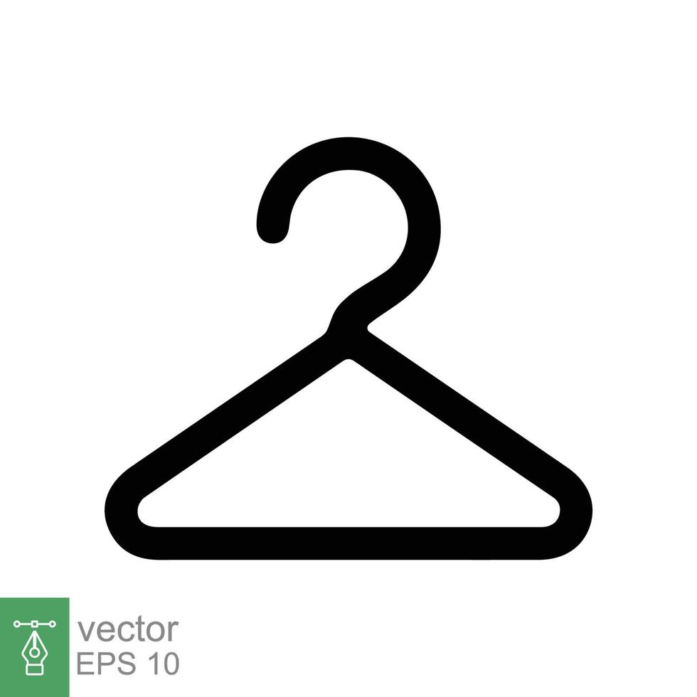 Hanger icon. Wardrobe, hanger with hook for cloth, coat, suit, dress. Rack equipment, cloakroom. Simple flat style. Vector illustration isolated on white background. EPS 10.