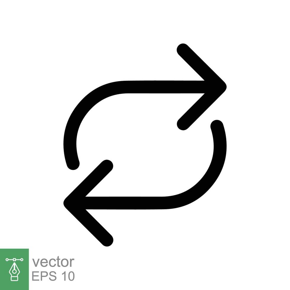 Double reverse arrow, replace icon. Simple outline style. Transfer, switch, swap, flip, change, exchange linear sign on white background. Thin line vector illustration. EPS 10.