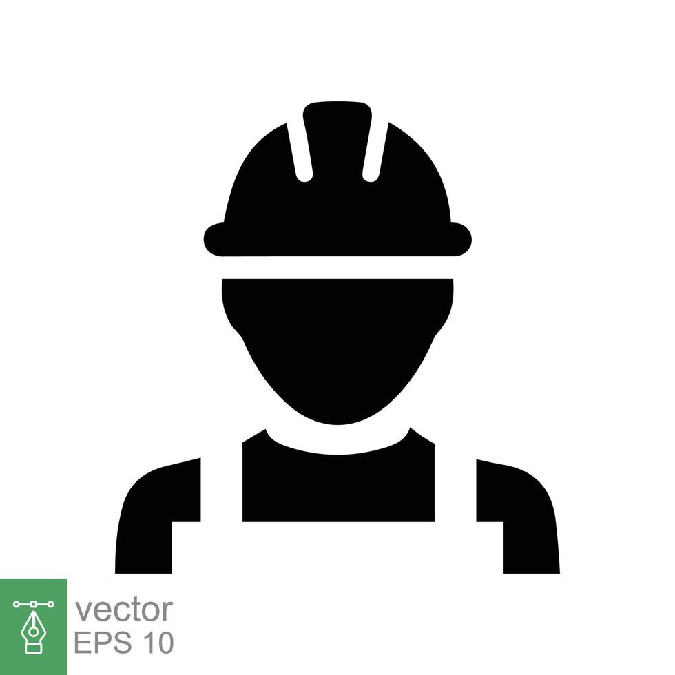 Construction worker icon. Simple flat style. Worker hat, contractor hard helmet, builder man, hardhat, safety concept. Vector illustration isolated on white background. EPS 10.