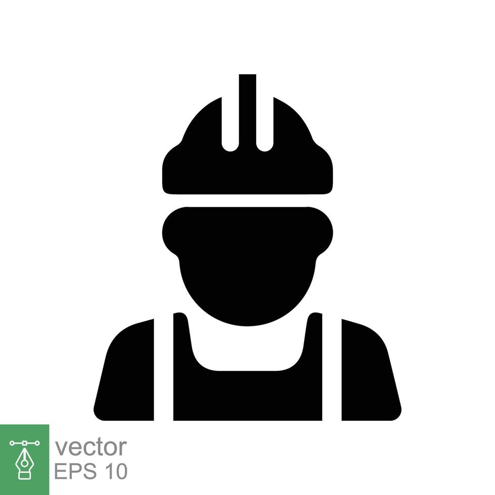 Construction worker icon. Simple flat style. Worker hat, contractor hard helmet, builder man, hardhat, safety concept. Vector illustration isolated on white background. EPS 10.