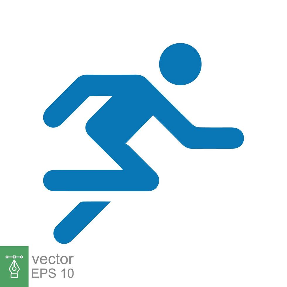 icono de corredor. estilo sólido simple. el hombre corre rápido, carrera, sprint, símbolo de diseño plano, concepto deportivo. ilustración de vector de glifo aislado sobre fondo blanco. eps 10.