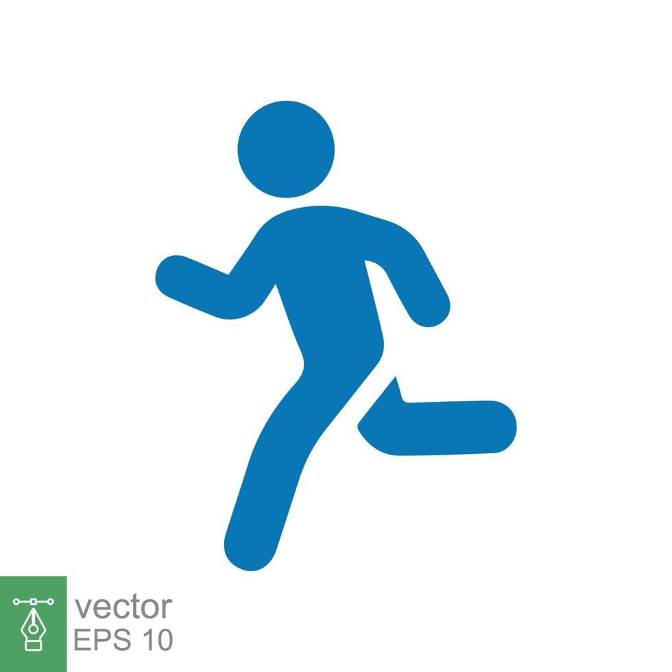 icono de corredor. estilo sólido simple. el hombre corre rápido, carrera, sprint, símbolo de diseño plano, concepto deportivo. ilustración de vector de glifo aislado sobre fondo blanco. eps 10.