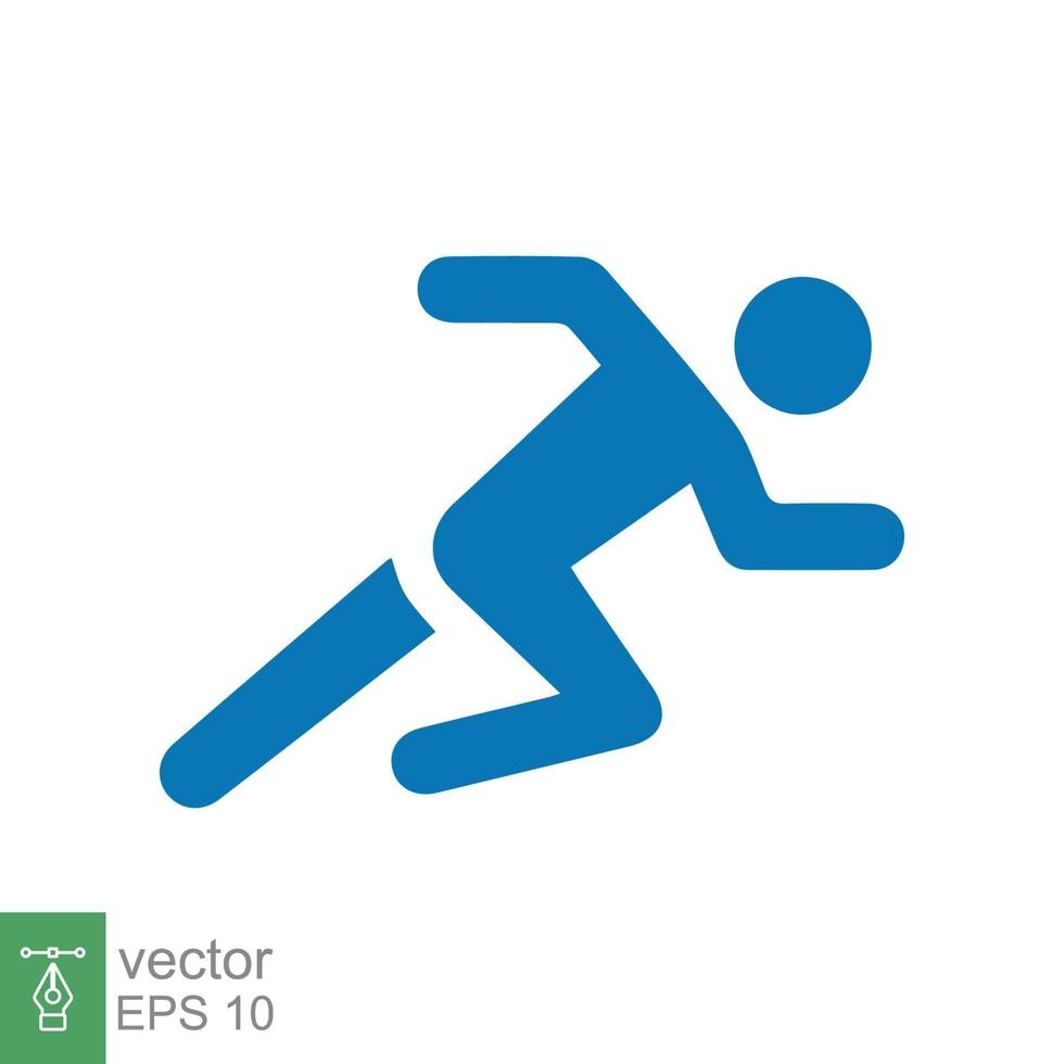 icono de corredor. estilo sólido simple. el hombre corre rápido, carrera, sprint, símbolo de diseño plano, concepto deportivo. ilustración de vector de glifo aislado sobre fondo blanco. eps 10.