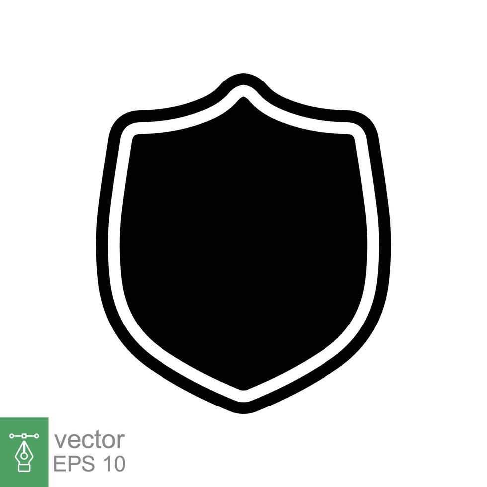 Shield icon. Simple flat style. Black silhouette shield with frame shape, safe, secure, security badge, safety concept. Vector design illustration isolated on white background. EPS 10.