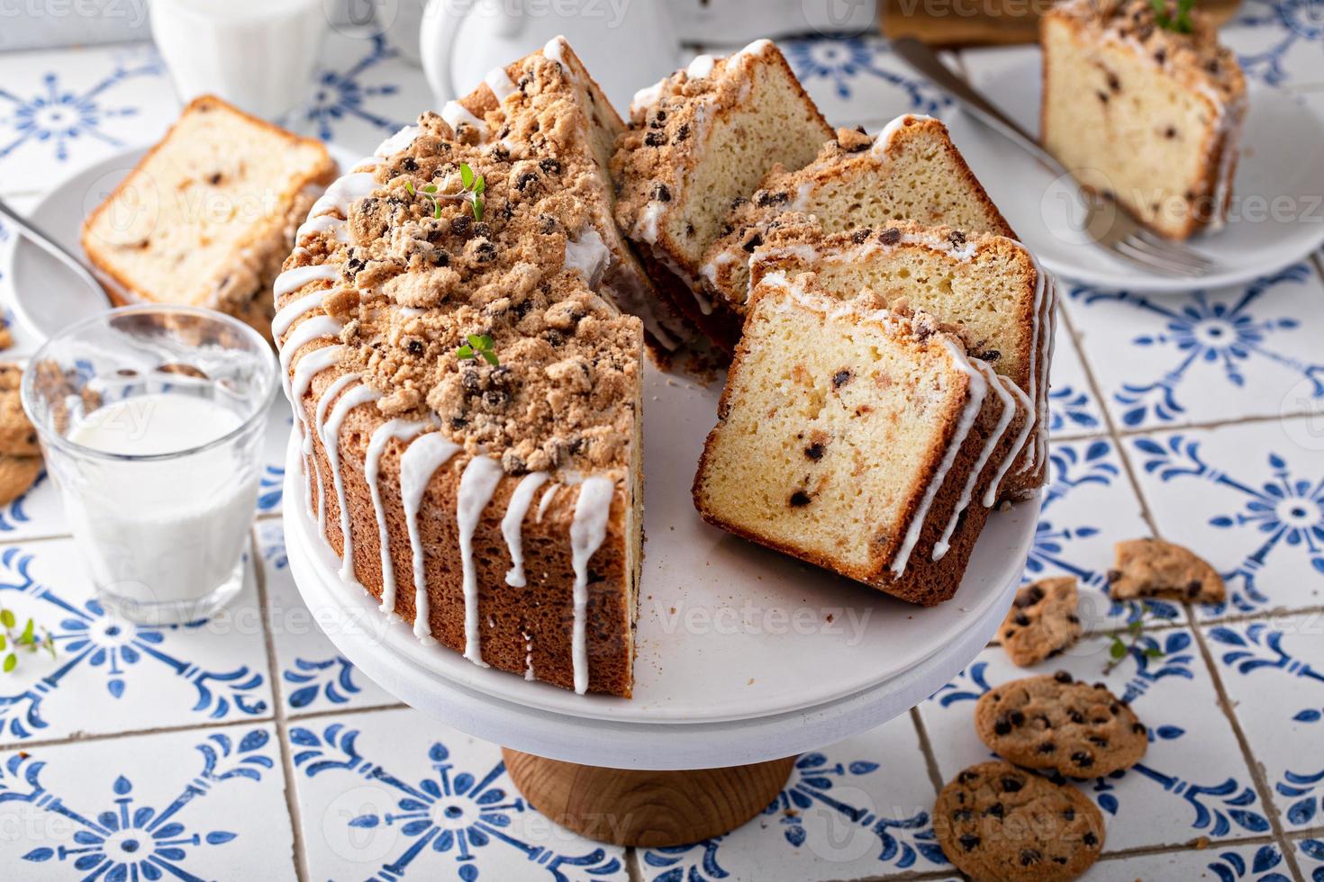 Chocolate chip cookie pound cake made in a tube pan 16230795 Stock