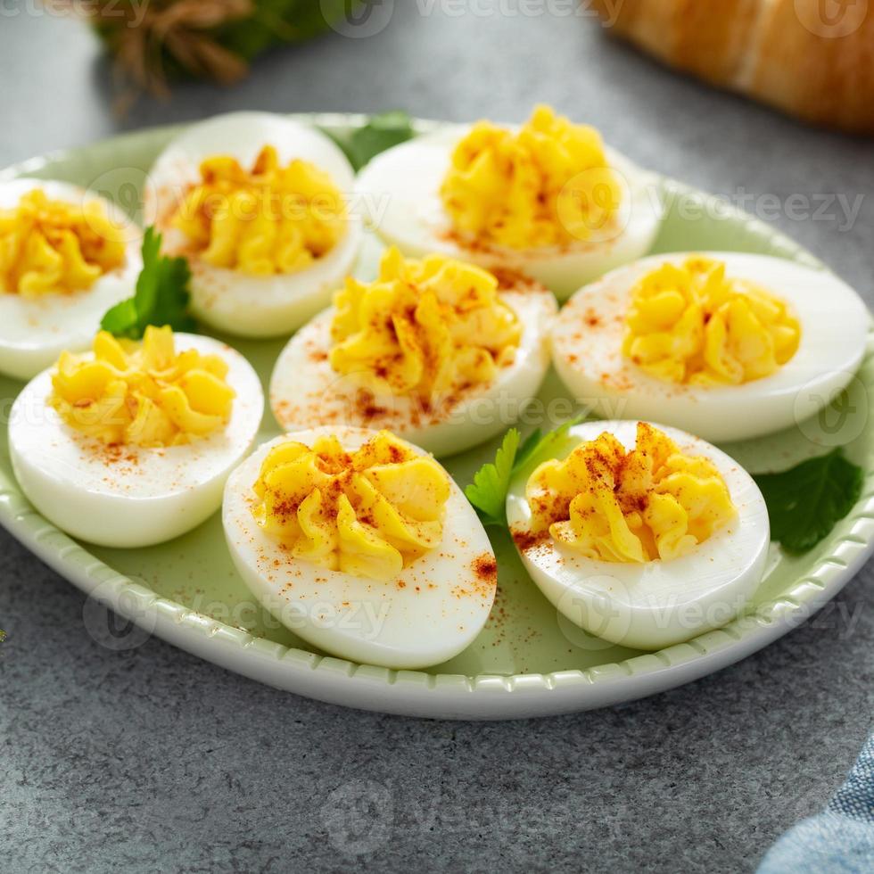 Traditional deviled eggs for Easter brunch 16230814 Stock Photo at Vecteezy