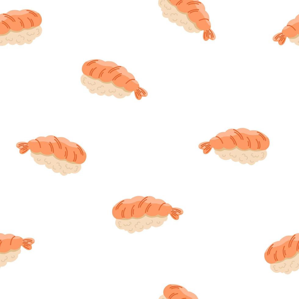 Sushi seamless pattern. Asian food background. Perfect for restaurant cafe and print menus. Vector hand draw cartoon illustration.