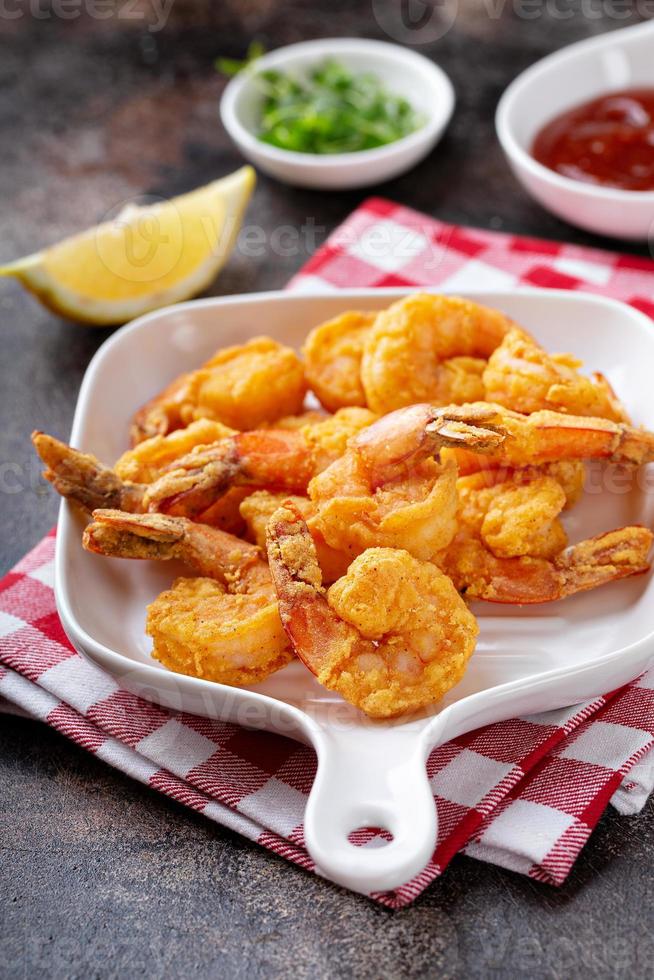 Southern fried shrimp on a platter photo