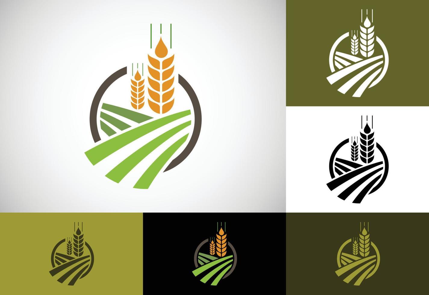 Wheat Ears Icon and Logo. For Identity Style of Natural Product Company and Farm Company. Agricultural symbols vector