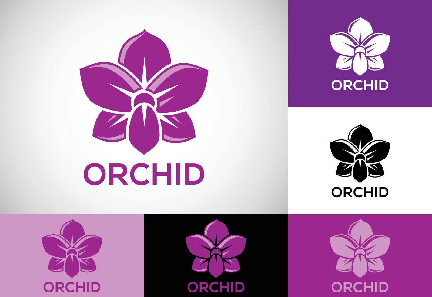 Orchid flower logo design template vector illustration