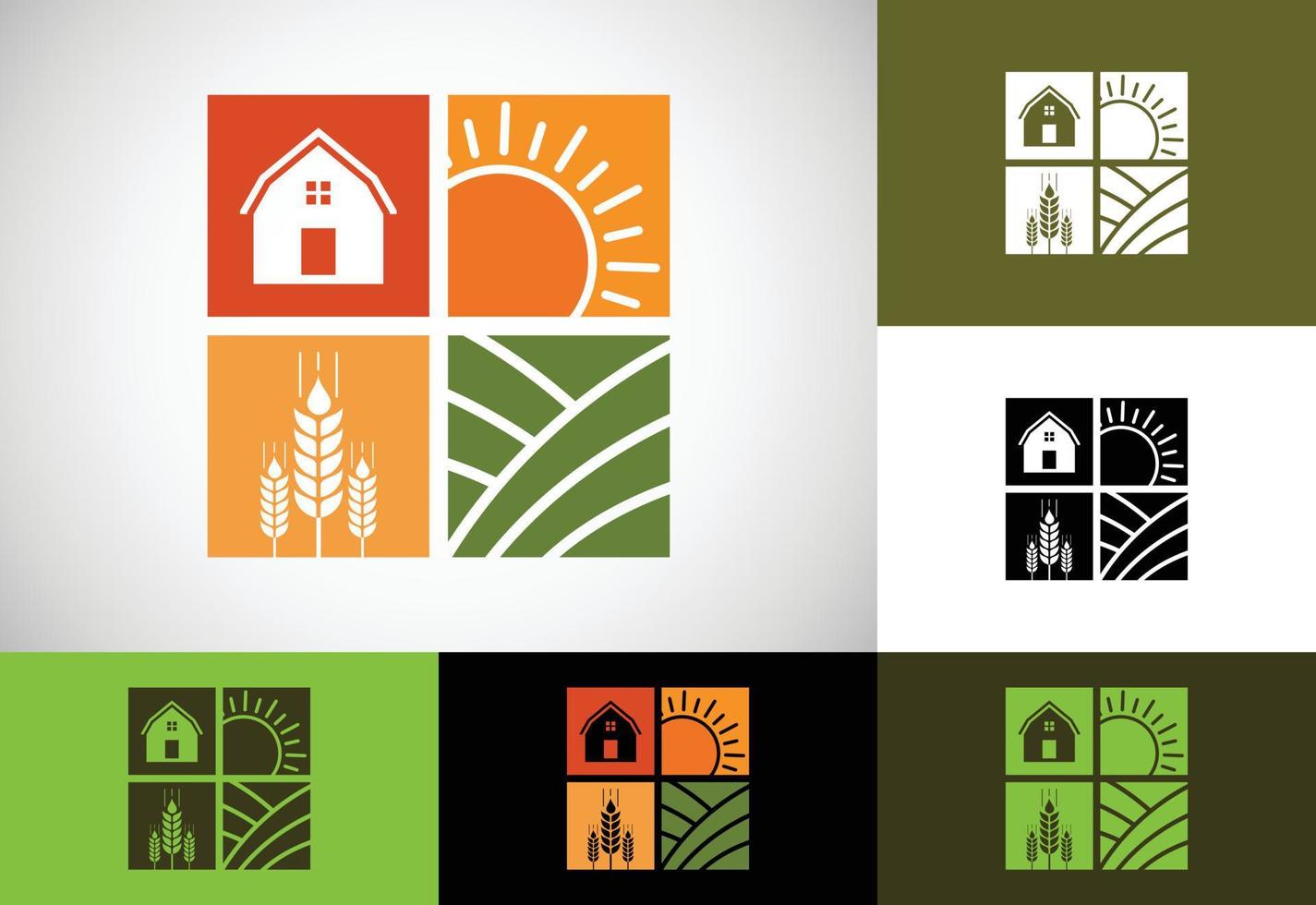 Farm House concept logo Template, Agriculture icon sign symbol vector