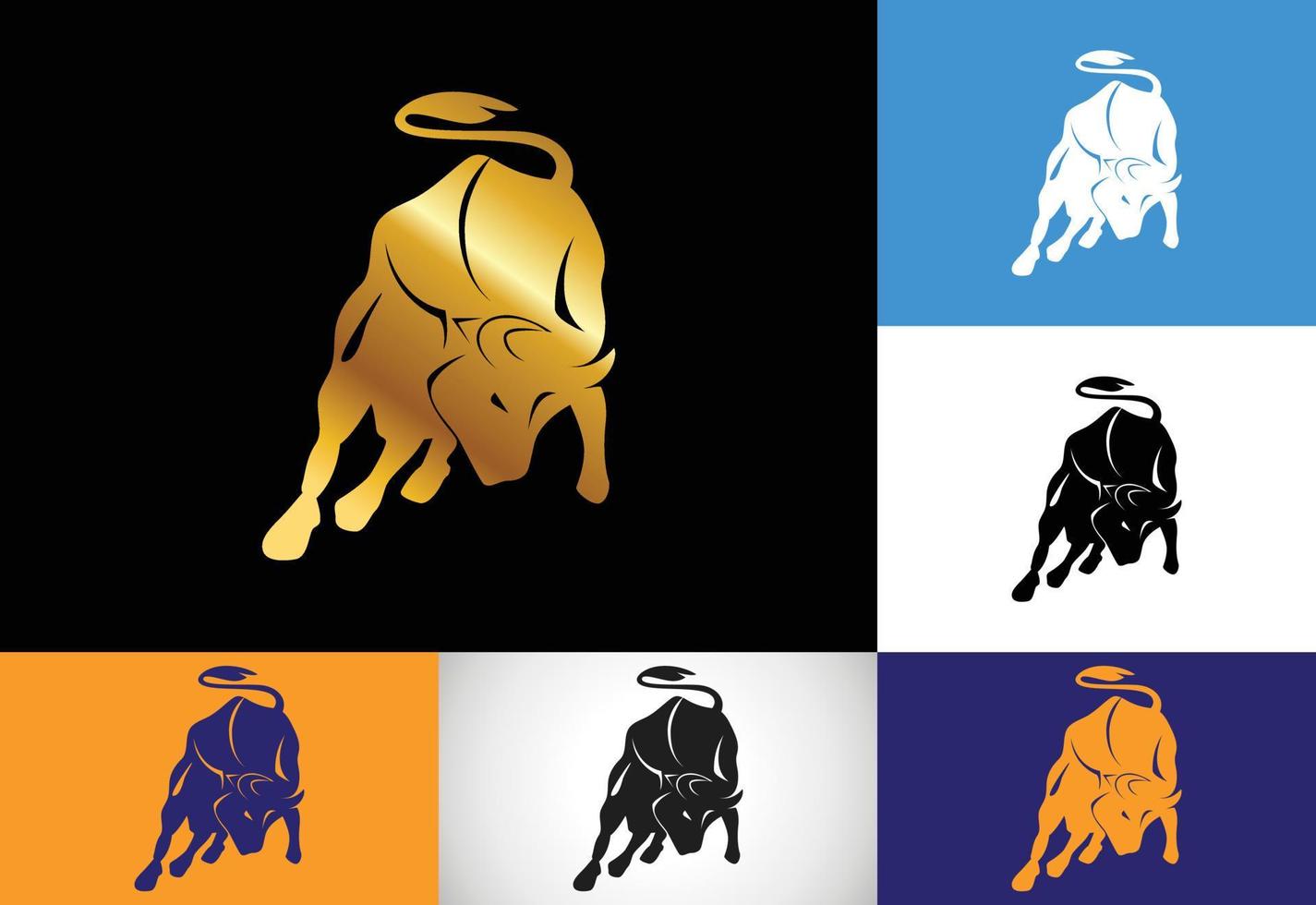 Bull logo design template, Animal logo design vector icon illustration