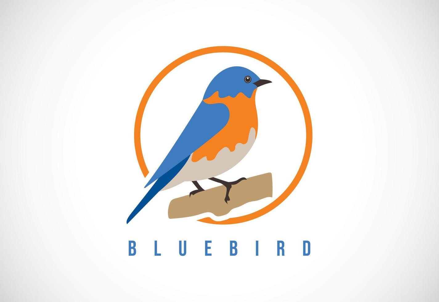 pájaro azul en un círculo. Ilustración de vector de plantilla de diseño de logotipo de bluebird