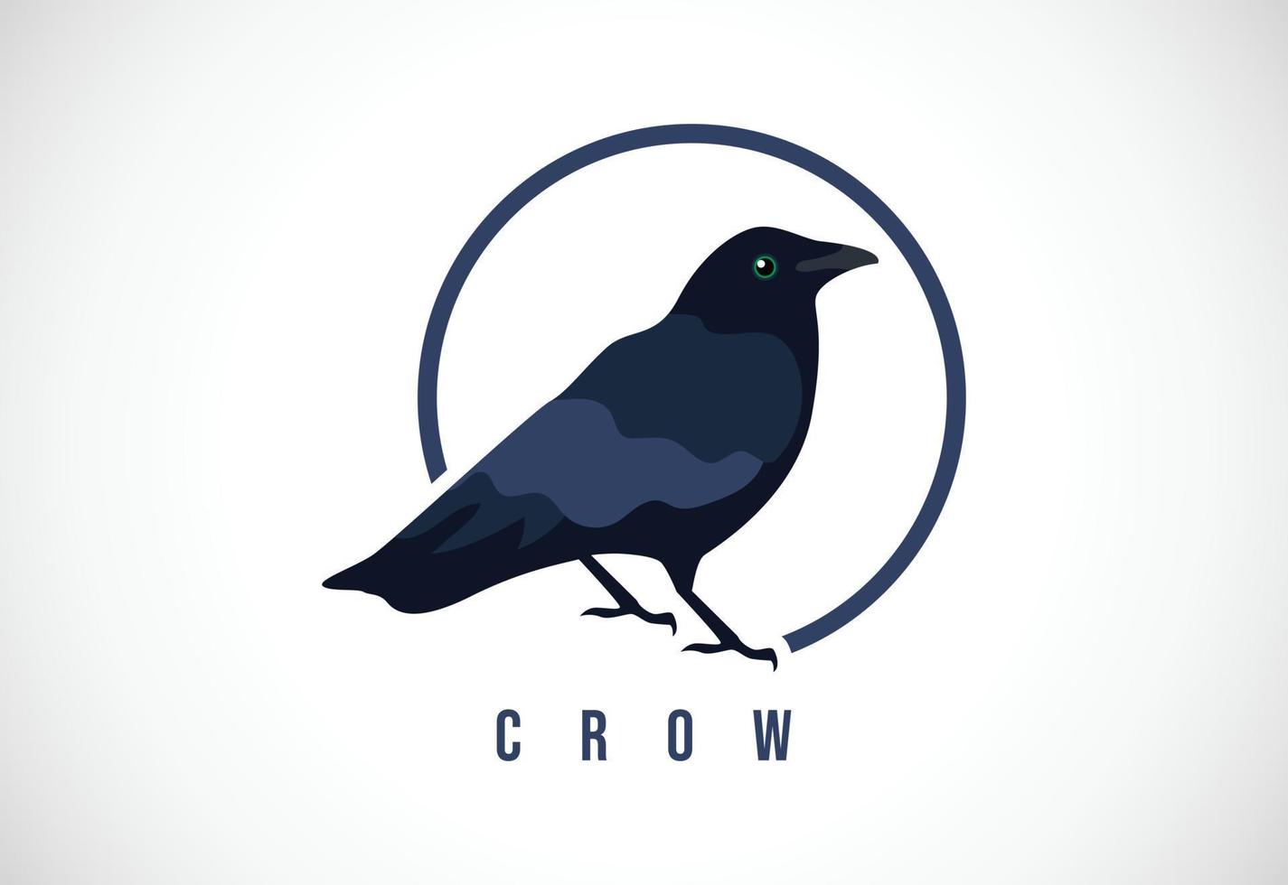 Crow bird in a circle. Crow bird logo design template vector illustration