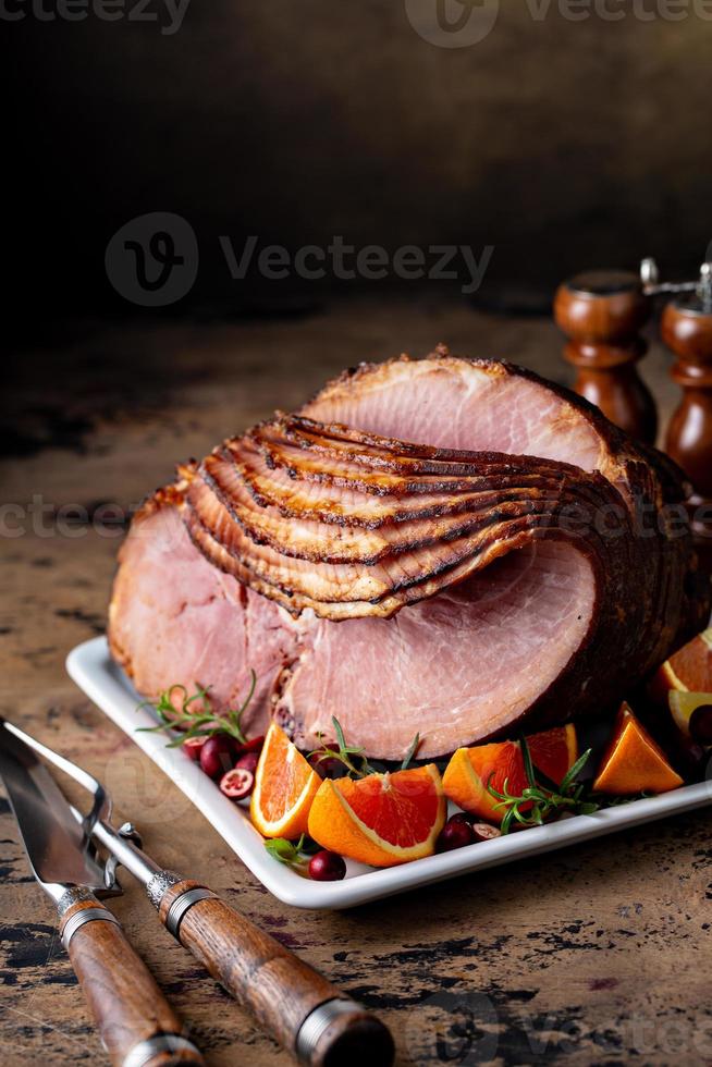 Christmas ham brown sugar glazed photo