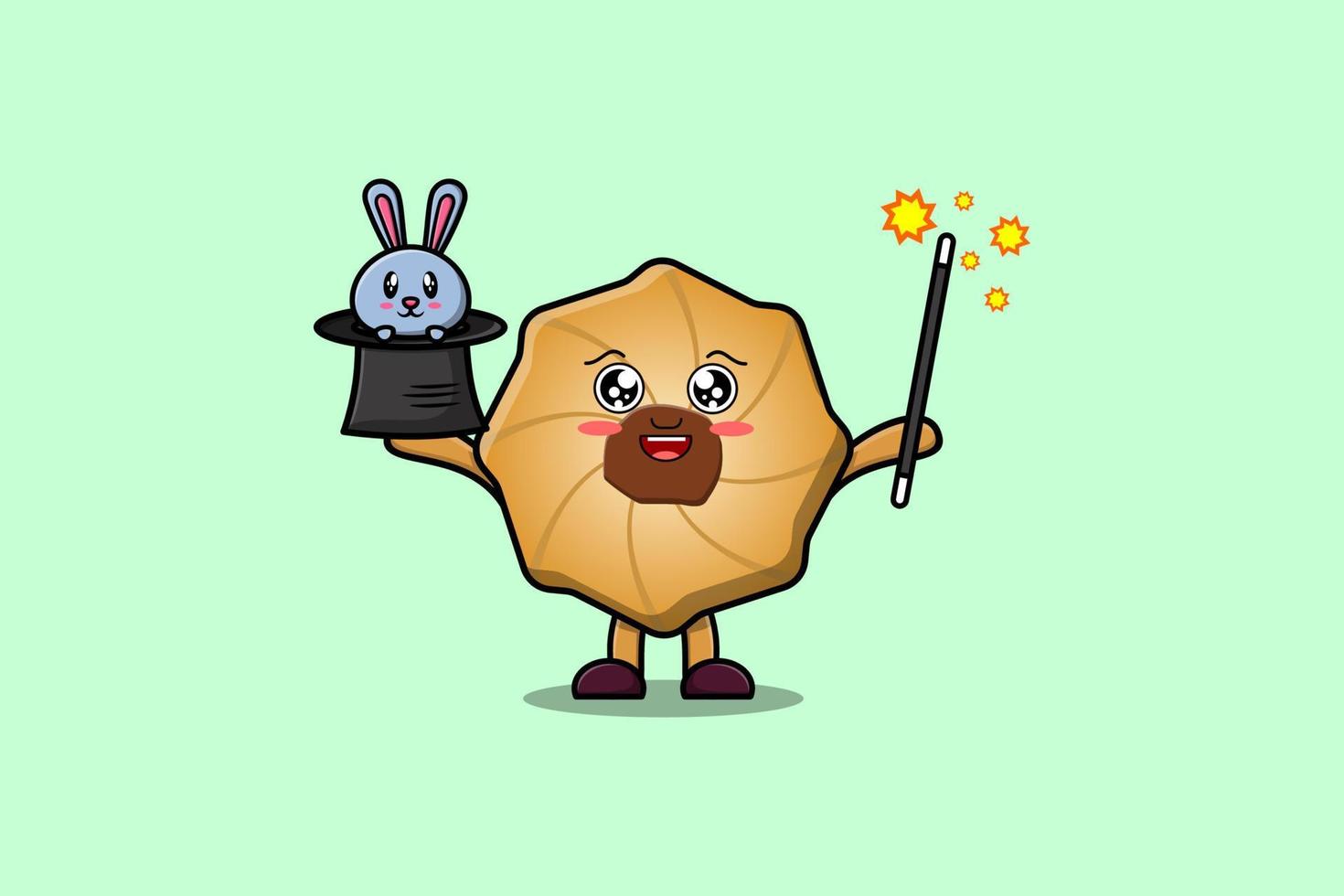 cute cartoon Cookies magician with bunny character vector