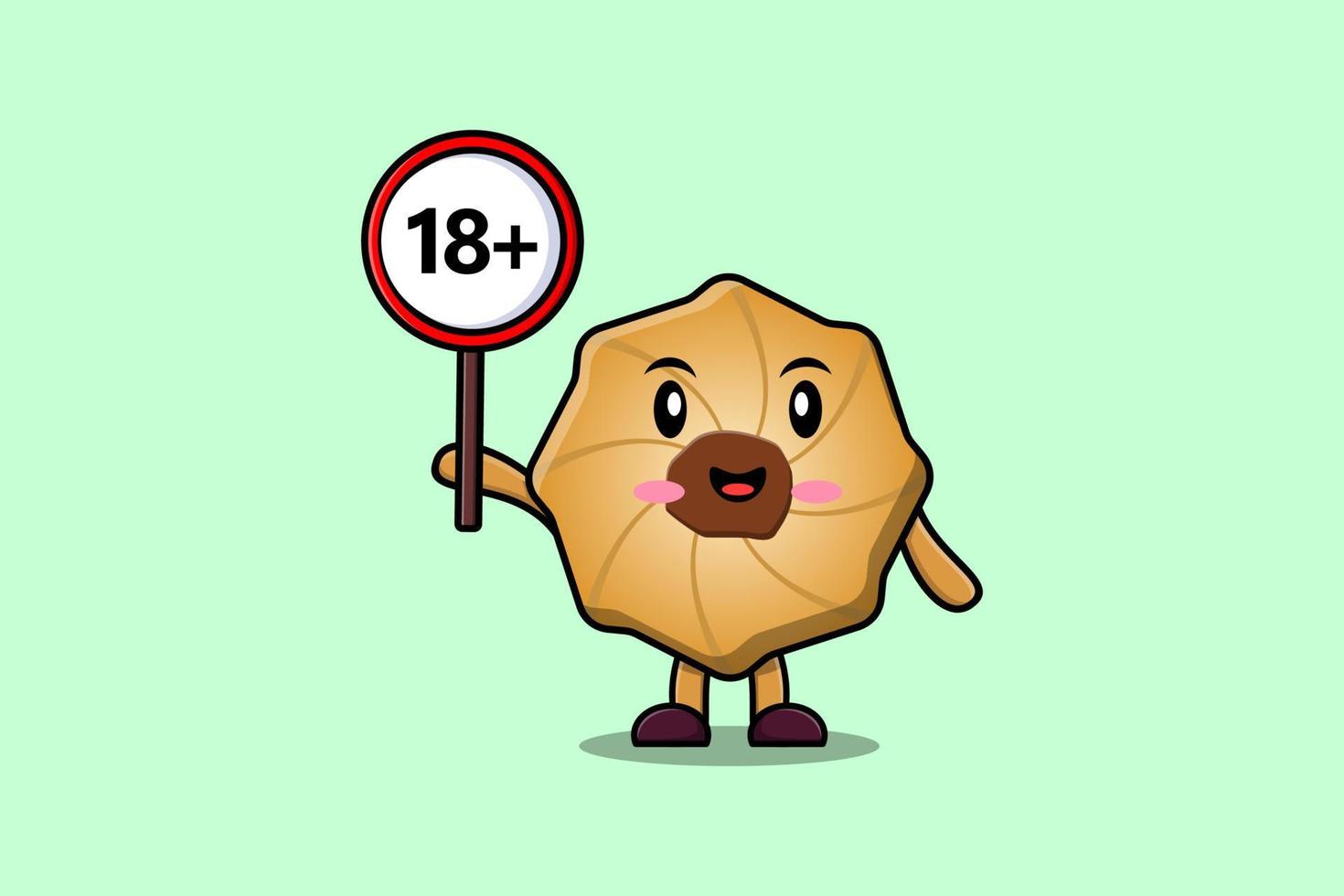 cute cartoon Cookies holding 18 plus sign board vector