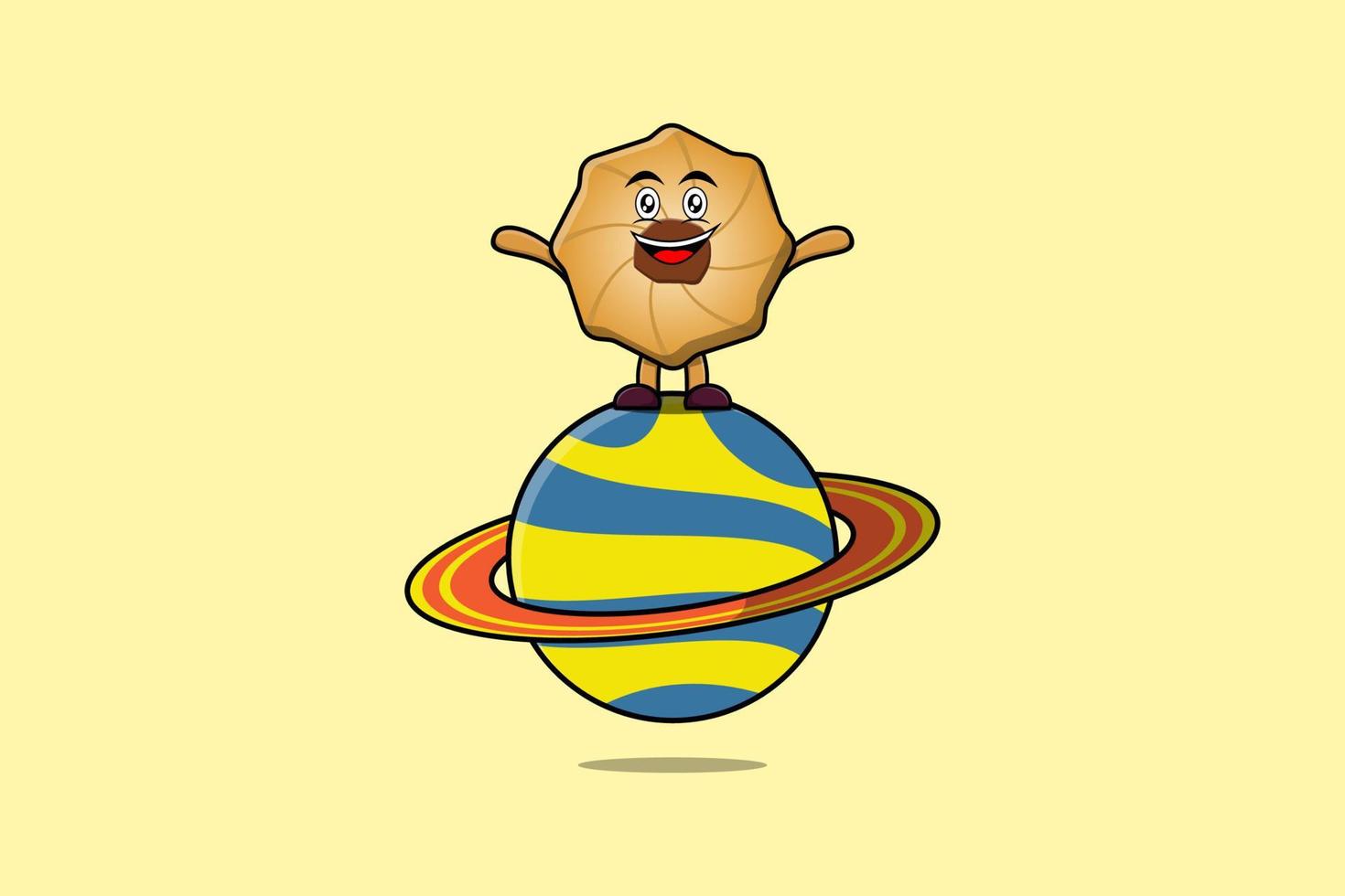 Cute cartoon Cookies character standing in planet vector