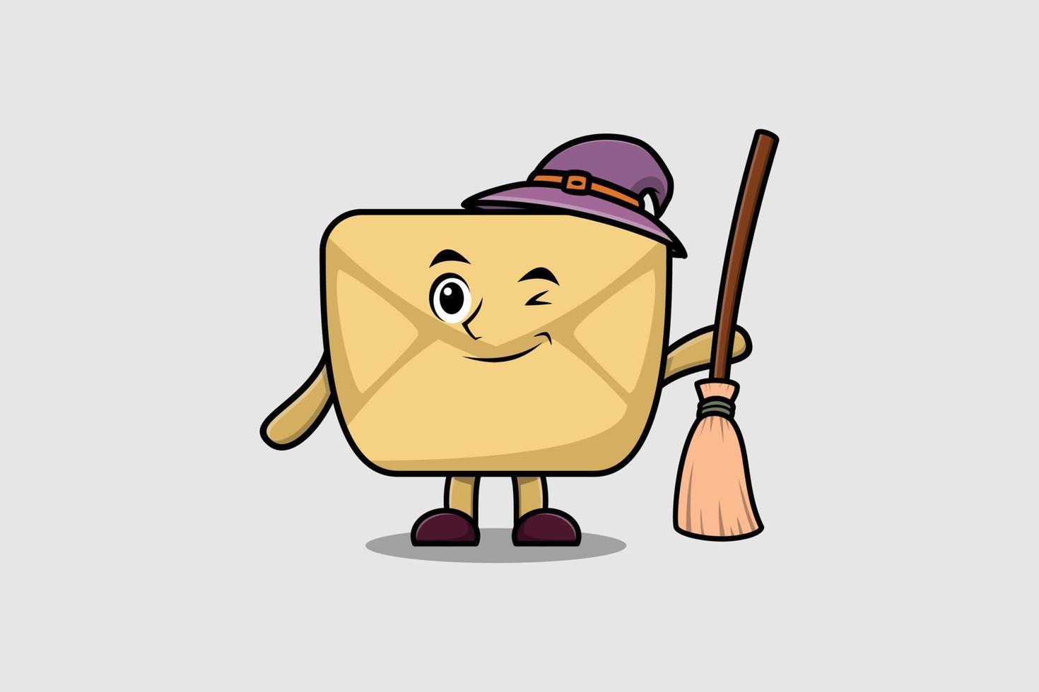 Cute cartoon witch shaped Envelope character vector