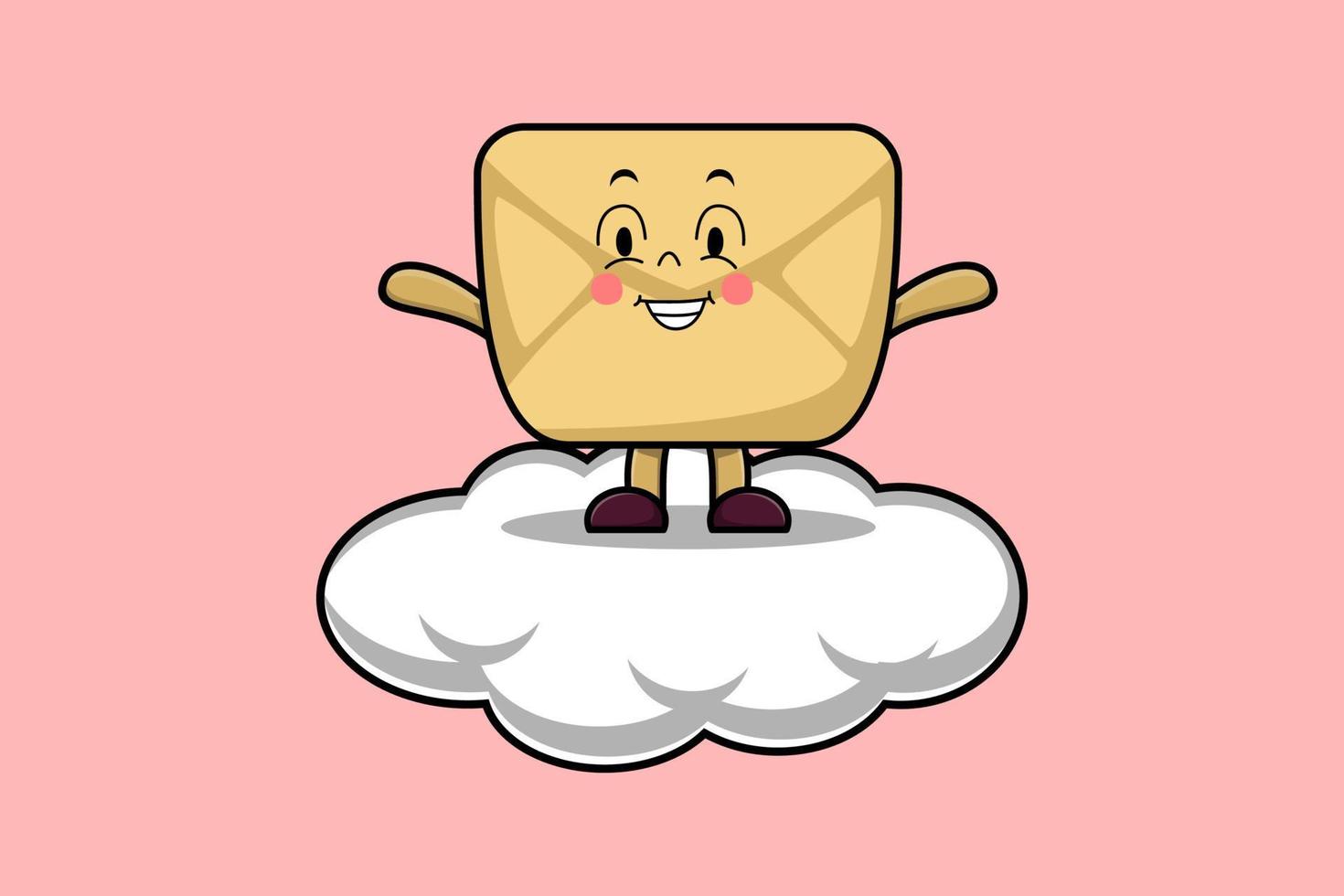 Cute cartoon Envelope character standing in cloud vector