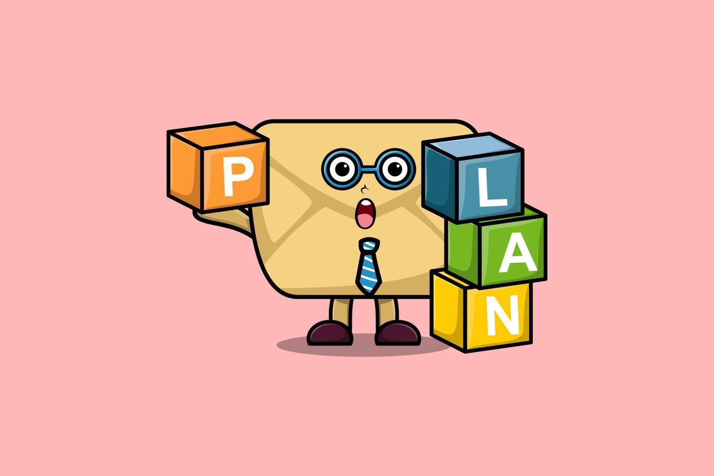 Cute cartoon Envelope businessman stack plan box vector