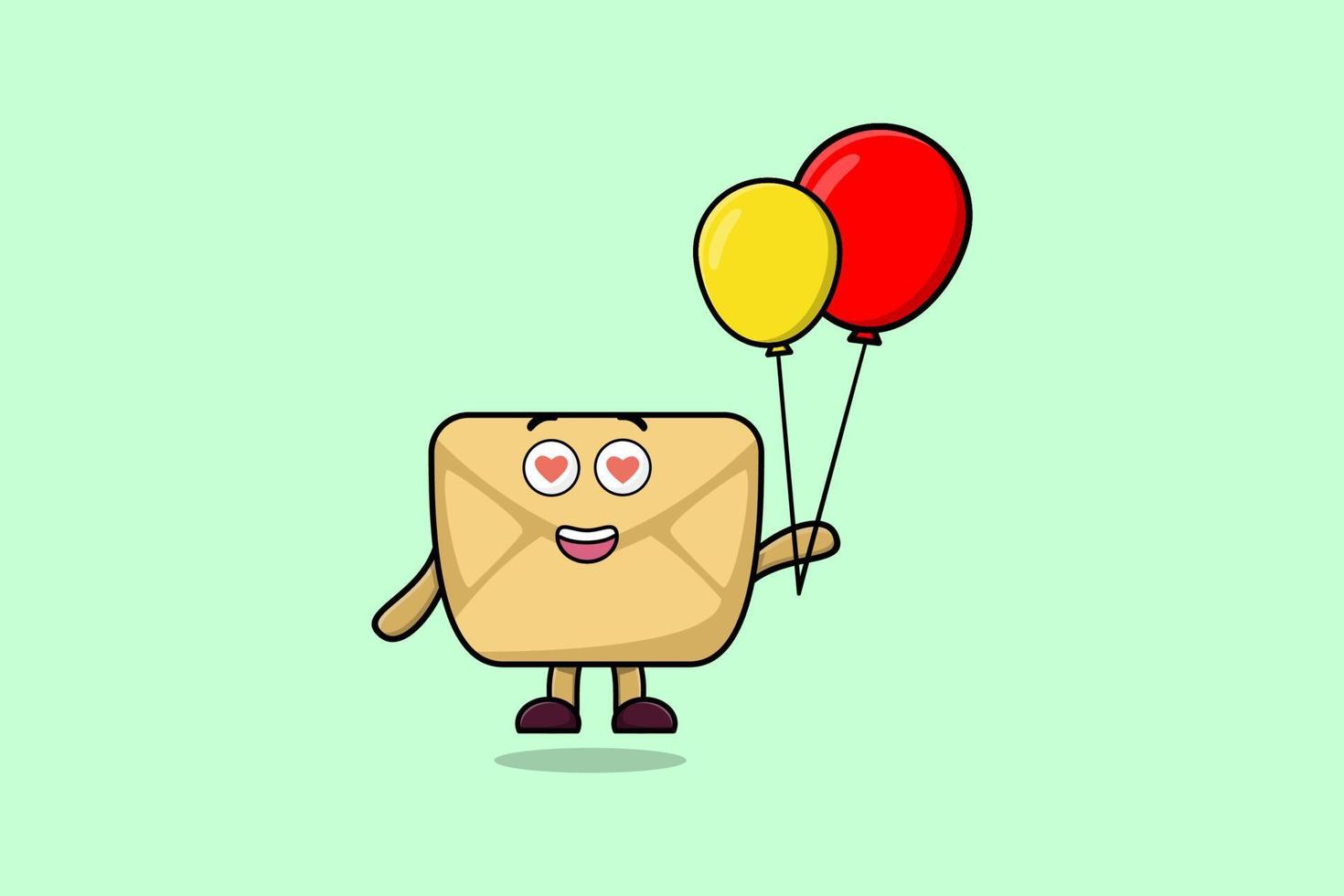 Cute cartoon Envelope floating with balloon vector