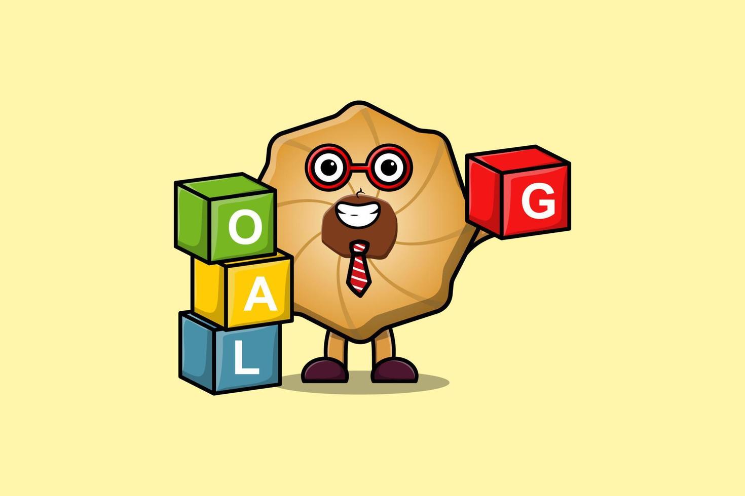Cute cartoon Cookies businessman stacking goal box vector
