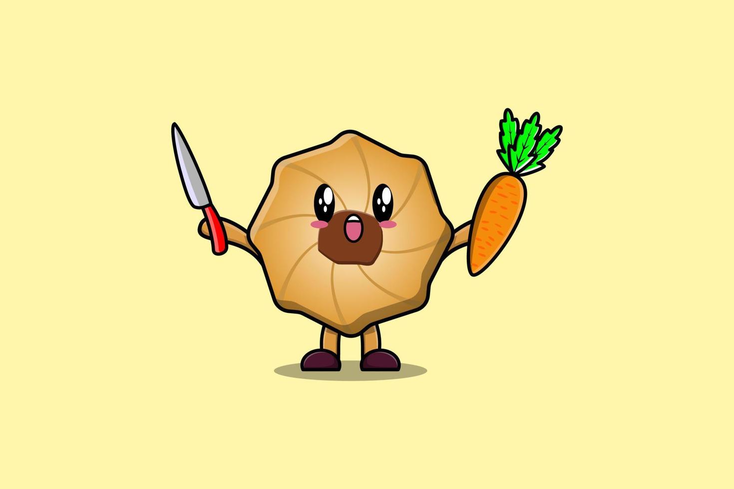 Cute cartoon Cookies holding knife and carrot vector