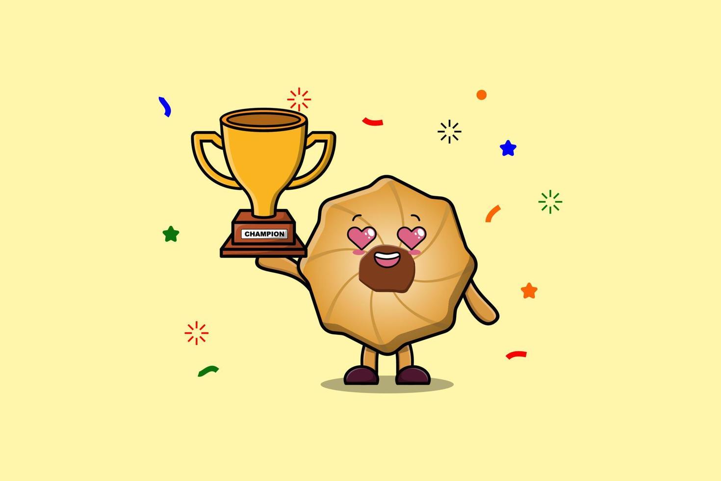 Cute Cartoon Cookies is holding the golden trophy vector