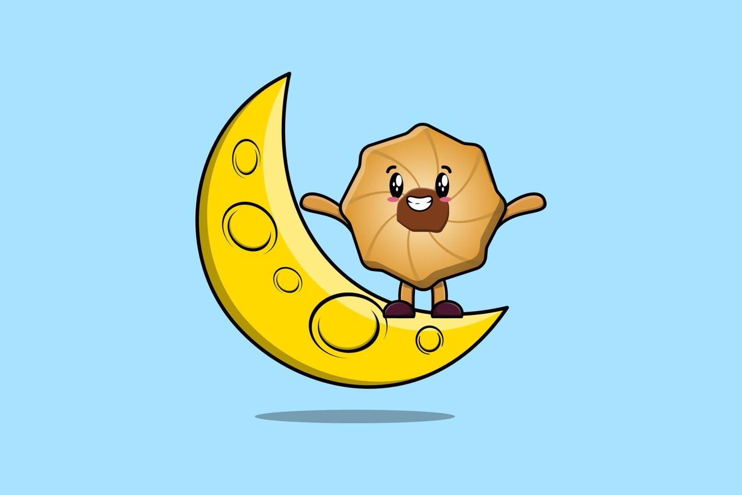 Cute cartoon Cookies standing on the crescent moon vector