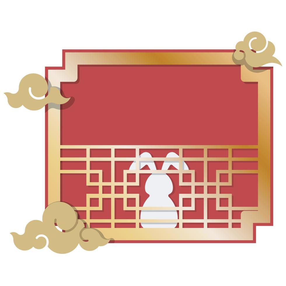 Chinese New Year Rabbit Window Frame. vector