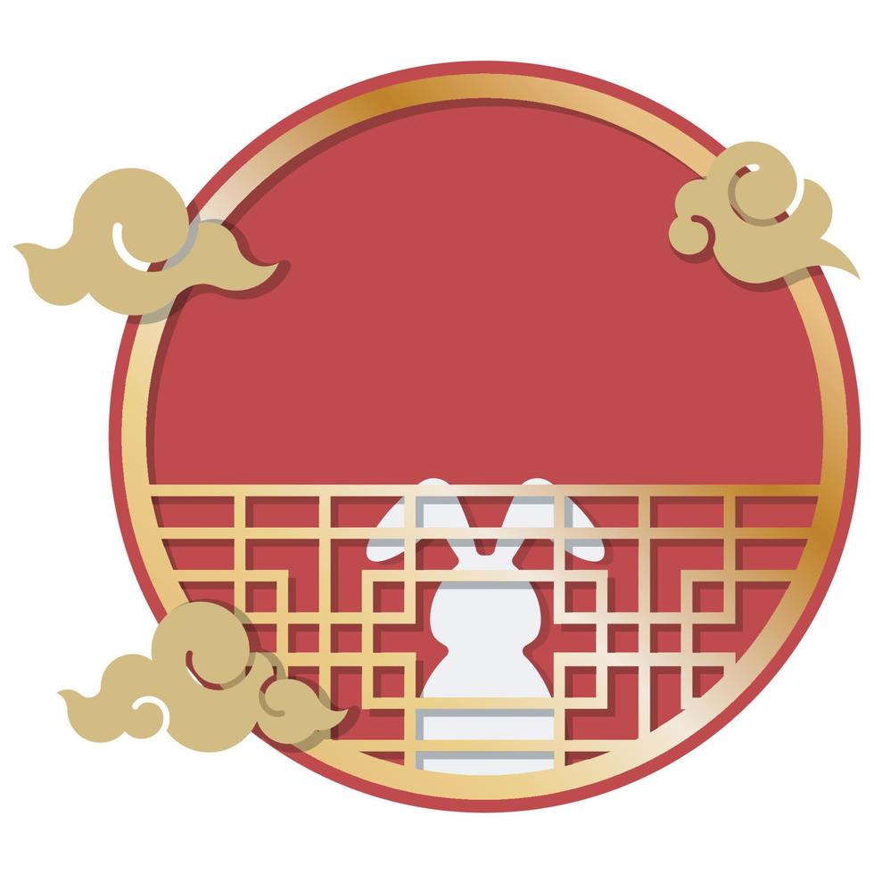 Chinese New Year Rabbit Window Frame. vector