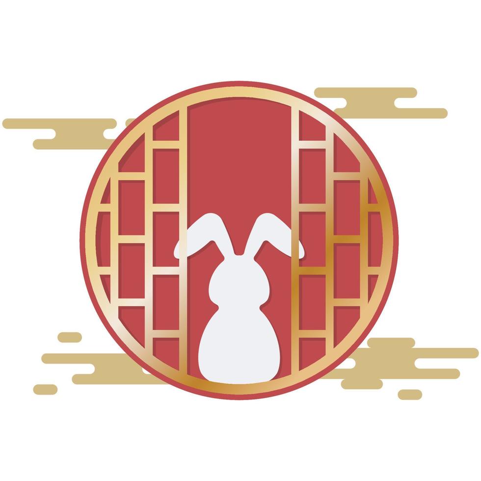 Chinese New Year Rabbit Window Frame. vector