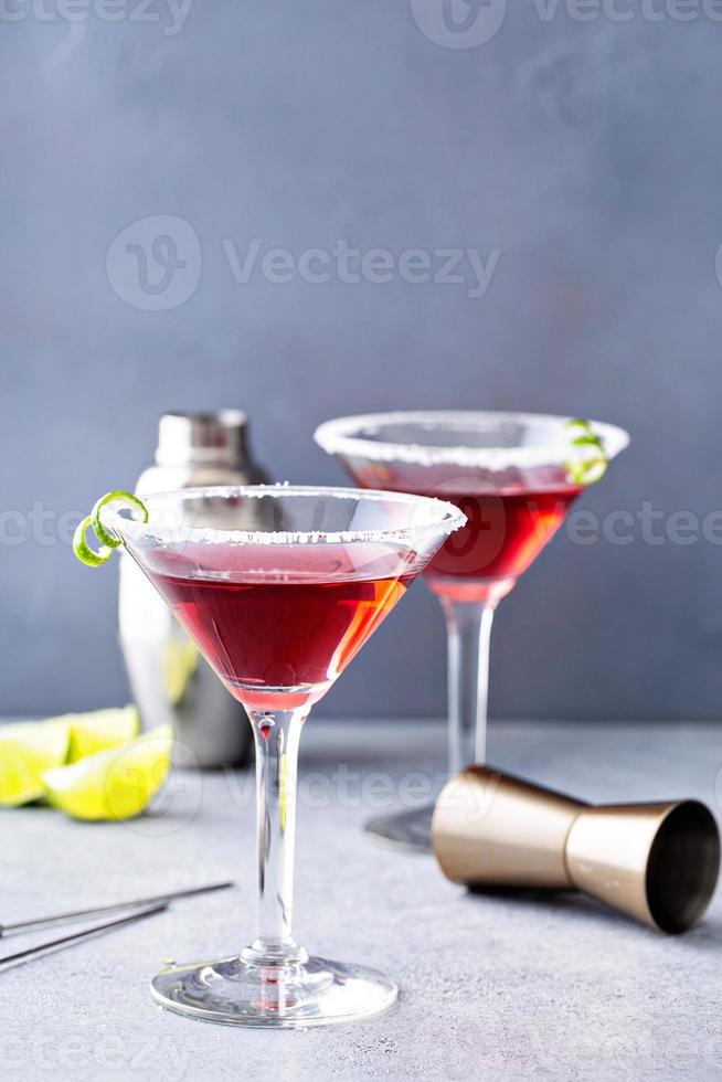 Traditional Cosmopolitan martini with sugar rim photo