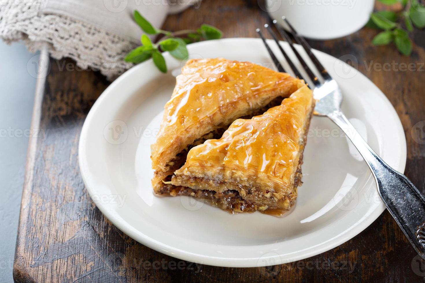 Baklava dessert on a plate photo