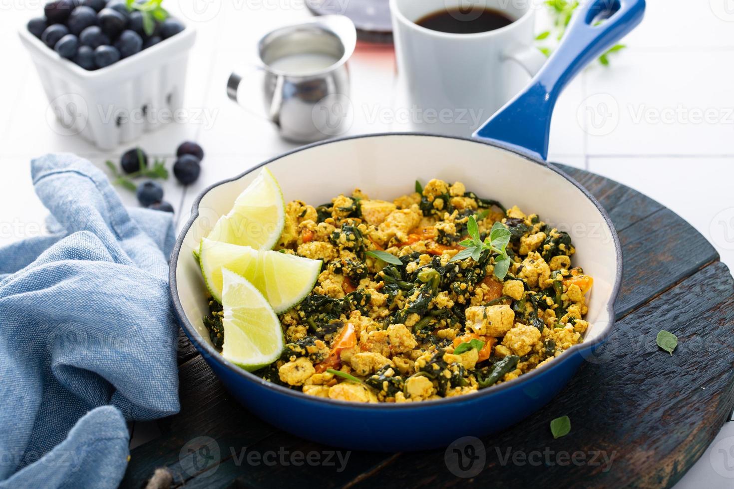 Vegan tofu scramble for breakfast photo
