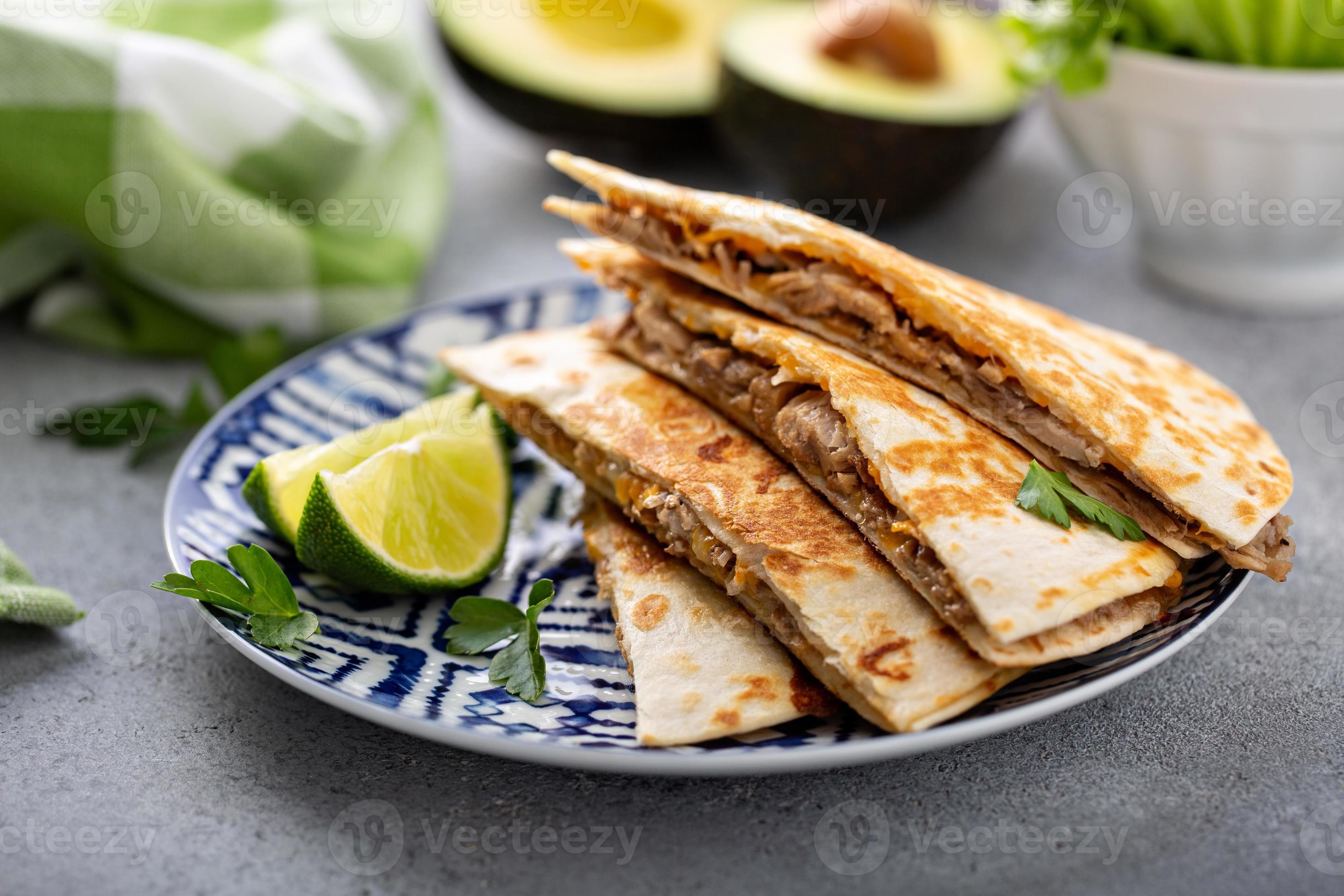 Quesadillas with pulled pork 16231787 Stock Photo at Vecteezy