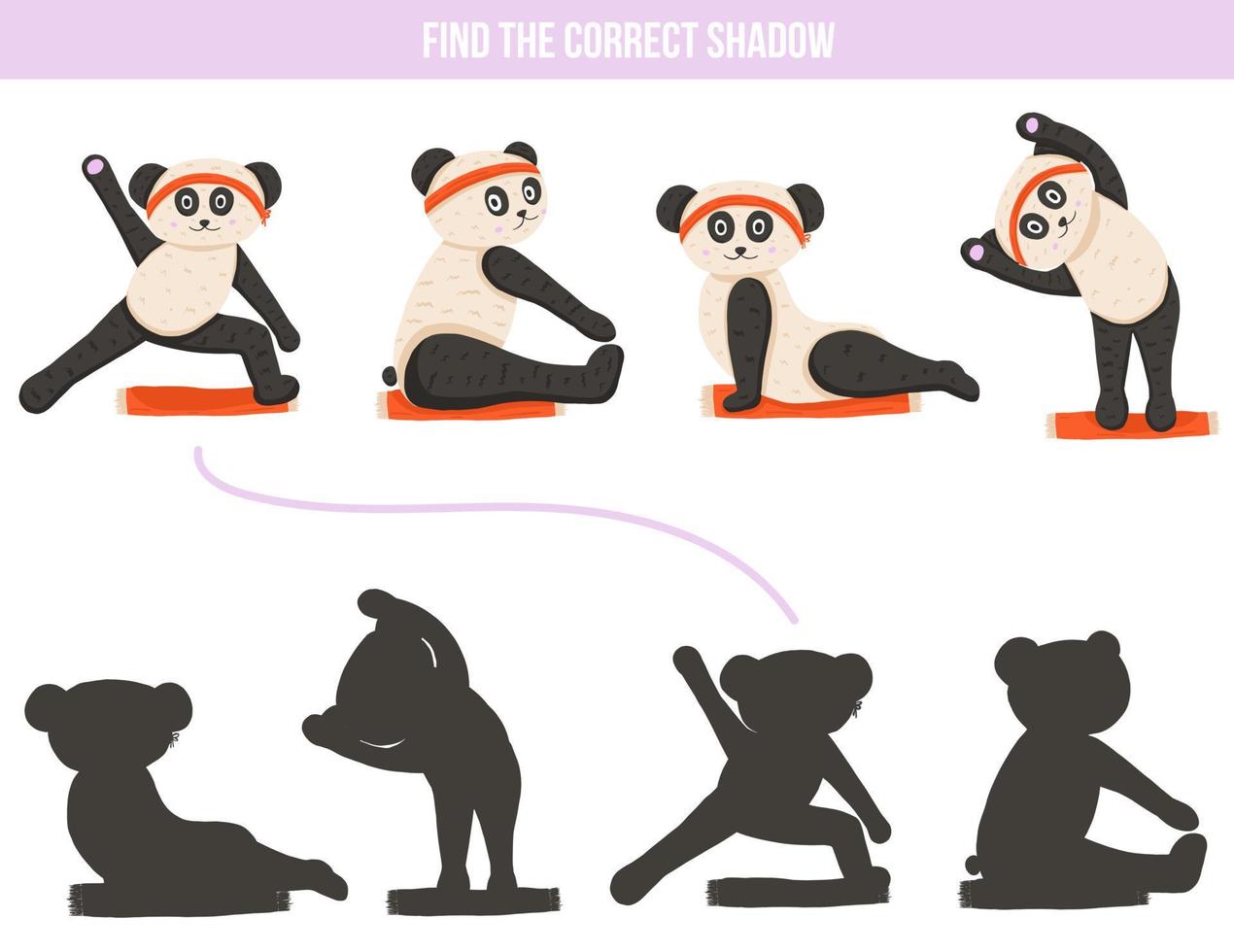 Shadow game with cute panda vector