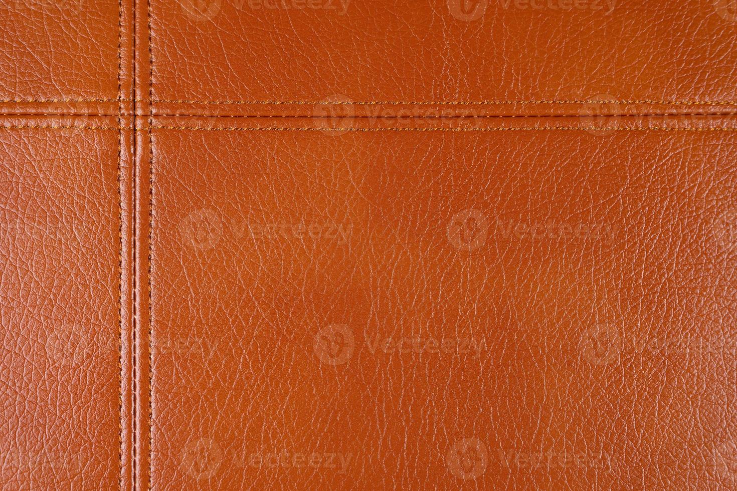 Brown leather, leatherette texture background wtih decorative stich photo