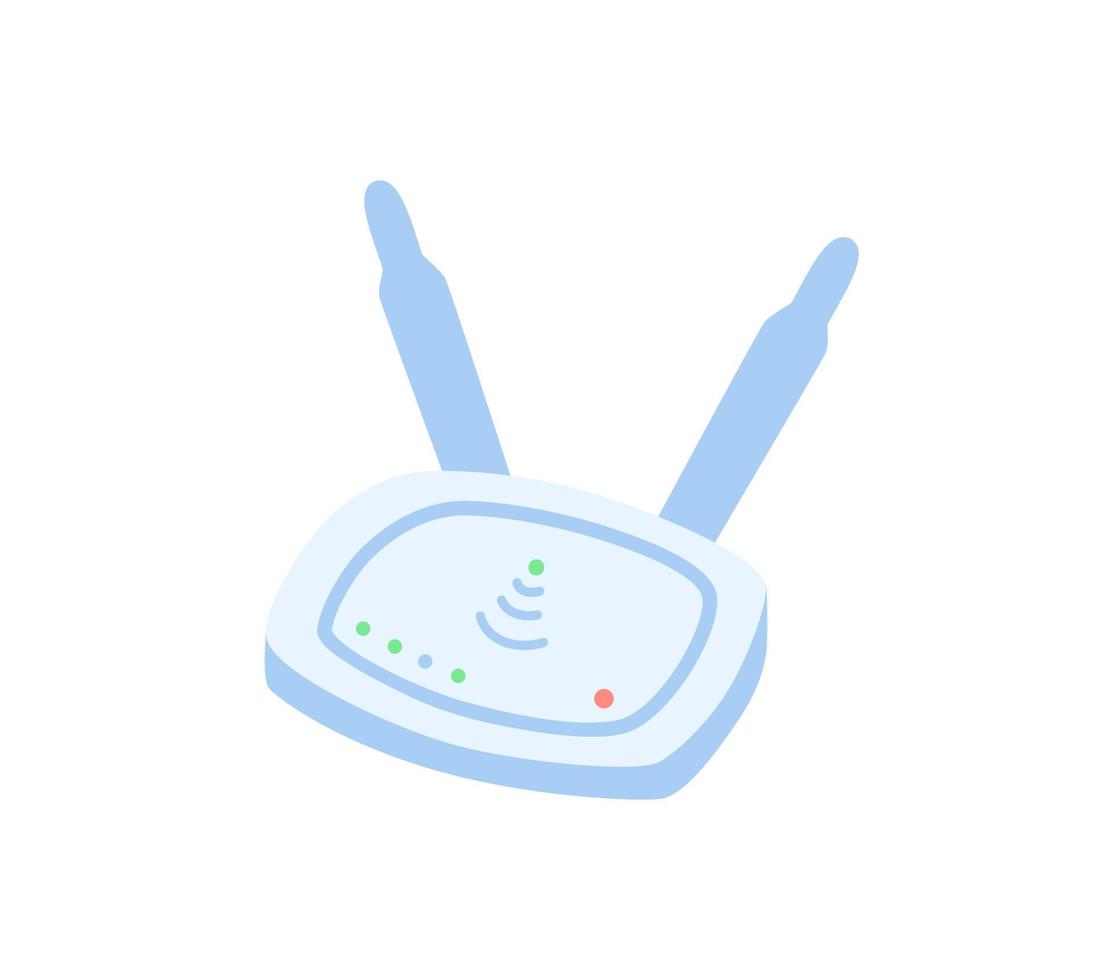 The router icon is isolated on white, in Doodle style. Modern vector illustration.