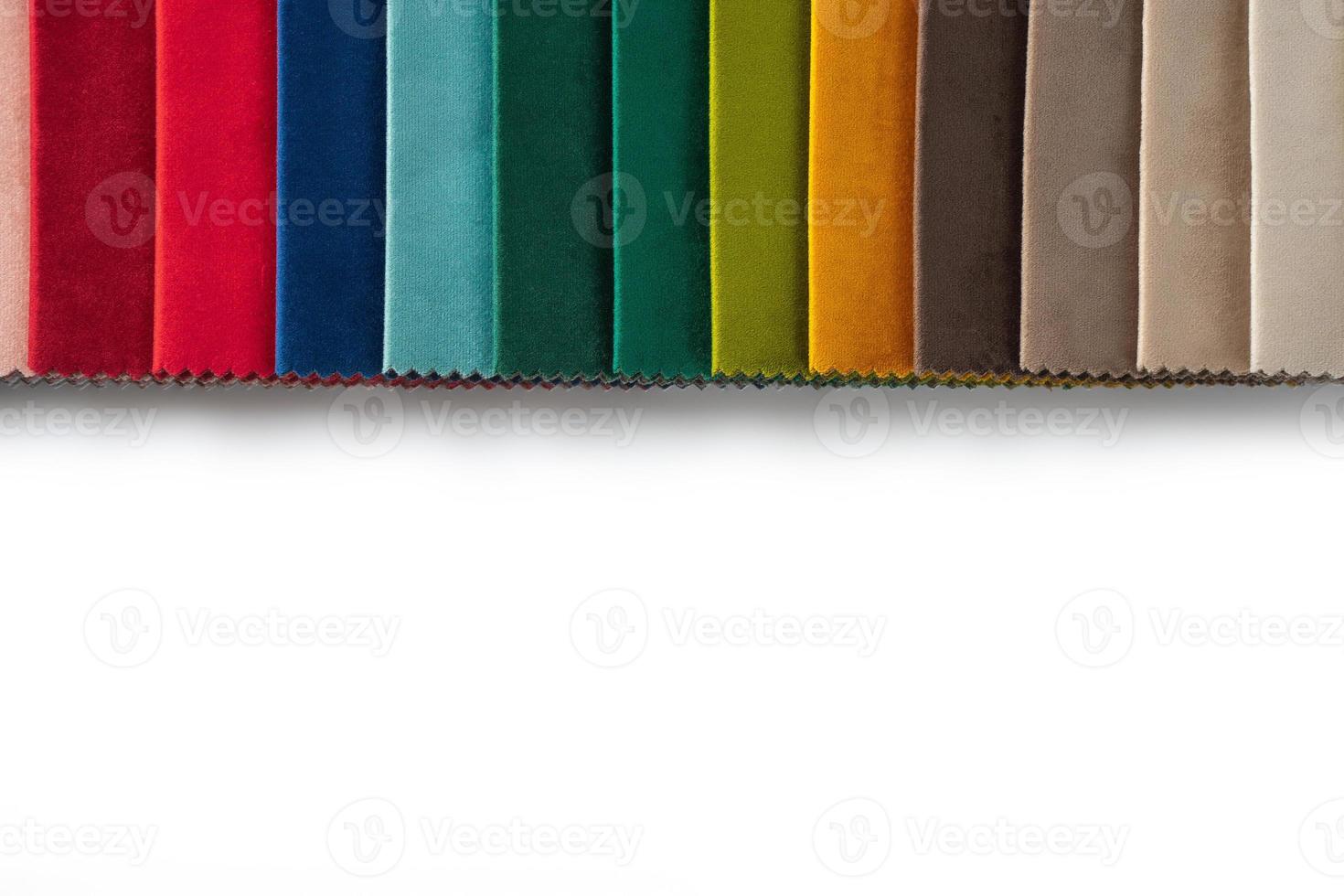 Multi colored set of upholstery fabric samples for selection