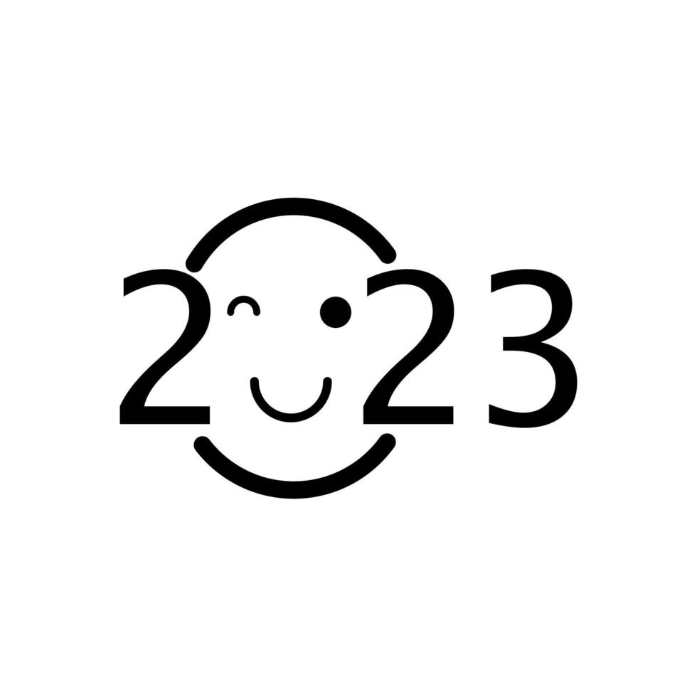 2023 feliz año nuevo logo texto diseño sonrisa icono vector